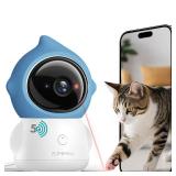 ZUMIMALL Pet Camera Indoor, 5G/2.4G WiFi Camera for Dog/Cat with Laser Toy, 3MP Pet Security Cameras with Phone App, 2-Way Talk, Auto Tracking, Pet/PIR/AI Detection, Privacy Protect, Alexa/ONVIF/Cloud