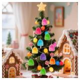 Soulchen 24 Pcs Christmas Gummy Ornament Acrylic 8 Colors Fake Candy Christmas Tree Ornaments Sugar DIY Xmas Decor with Rope for Xmas Tree Treat Corner Party Hanging Decorations(Candy)