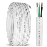 12 Gauge Marine Wire 12/3 12AWG Marine Grade Wire Triplex Tinned Copper Boat Cable,12 Gauge OFC Oxygen Free Copper Cable for Automotive RV Boat Speaker Solar Outdoor - 50ft