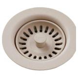Elkay LKQS35PT Polymer Drain Fitting with Removable Basket Strainer and Rubber Stopper, Putty