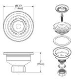 Elkay LKQS35PT Polymer Drain Fitting with Removable Basket Strainer and Rubber Stopper, Putty