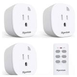Syantek Remote Control Outlet Wireless Light Switch for Household Appliances, Expandable Remote Light Switch Kit, Up to 100 ft Range, FCC Certified, ETL Listed, White (3 Outlets + 1 Remotes)
