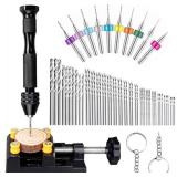 62 Pieces Pin Vises Hand Drill Bits Set Micro Twist Manual Rotary Hobby Drill Tools with Clamp for Jewelry Making, Craft Carving, DIY, Woodworking, Plastic, Shells, Resin or Model Making (0.3-3.0mm)