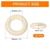 uxcell 100 PCS 30mm /1.2in inch Natural Wood Craft Ring, Small Wooden Rings Circle, Unfinished Solid Wood Pendant Connectors for DIY Craft, Macrame, Ring Pendant and Jewelry Making