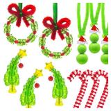 ALOVYY Christmas Crafts for Adults, 36 Sets Christmas Beaded Ornament Kit Including 12 PCS Green Monster/6 PCS Tree/12 PCS Candy Cane/6PCS Garlands, Christmas Tree Decorations (Assembly Needed)