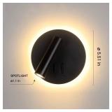 Luzden Modern Wall Mount Light Focused Bed Bedside Reading Wall Lamp with Switch LED Wall Sconce Rotatable Headboard Lights Indoor Spotlight Adjustable for Living Room,Bedroom 3+7W 3000K Black