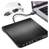 YOTUO External CD/DVD Drive, Portable USB 3.0 & USB-C CD RW Drive, DVD Player, DVD Burner for Laptop, Desktop, Compatible with Windows 7/8/10/11, Mac, MacBook Pro/Air, Linux (IDD029-2)