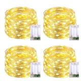 JMEXSUSS 4 Pack 50 LED Christmas Fairy Lights Battery Operated, 16ft Warm White Fairy Lights for Bedroom Wedding Patio Party DIY Mason Jar Decorations