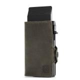 GLENCREAG Slim Wallet for Men, Pop-Up Minimalist Wallet with RFID Blocking, Genuine Leather & Metal Credit Card Holder with Money Clip, Gift Box Included (Army Green)