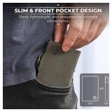 GLENCREAG Slim Wallet for Men, Pop-Up Minimalist Wallet with RFID Blocking, Genuine Leather & Metal Credit Card Holder with Money Clip, Gift Box Included (Army Green)