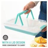 Spmarkt Baking Sheet Pan with Lid, 15inch*10inch Non-Stick Ceramic-Coating Sheet Cake Pan with lid, Easy to Clean, Ovan Safe Baking Tray, Ideal for Party, and Outdoor Picnics