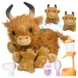 lonfypeng Nurturing Cow Stuffed Animal with 2 Plush Babies,Baby Stuffed for Girls and Boys Plushy Mommy Cattle with Baby Cattle for Birthday Party Favors Gifts