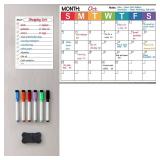 3 Pack Dry Erase Magnetic Calendar for Refrigerator - Monthly & Blank & Daily Planner Magnet Whiteboard for Fridge Wall - Shopping, Meal/Menu, to Do List, Family Schedule Planning Board (9CO-3RIKO)