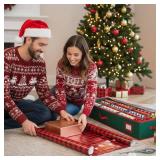 HOLDNâ STORAGE Premium Wrapping Paper Storage Container - Durable 600D Tear-Proof, Fits 27 Rolls Gift Wrap, Extra Pockets for Ribbons & Bows, Underbed Storage - Ideal for Holiday Christmas, Green