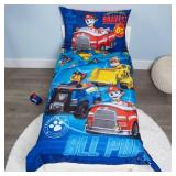 Paw Patrol Calling All Pups 4 Piece Toddler Bedding Set â Includes Comforter, Sheet Set â Fitted + Top Sheet + Reversible Pillowcase for Boys Bed, Blue