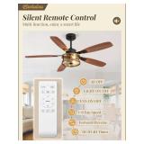 Fanbulous Farmhouse Ceiling Fan with Light and Remote, 52\" Black Rustic Flush Mount Ceiling Fans for Bedroom Living Room, Industrial Caged Ceiling Fan for 6 Speed Reversible Motor, 5 Dual Blades glas