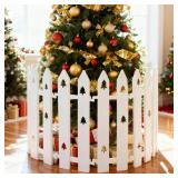 Extra Height 16â Christmas Tree Fence, 12pcs Christmas Tree Gate, White Christmas Fence Decorations for Cat, Small Dog, Suit for Christmas, Birthday, Wedding Decoration