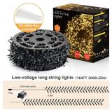 Novtech Christmas LED Outdoor String Lights 164FT 2000LEDs Xmas Fairy Plug in Christmas Lights - Waterproof Decorative String Lights for Home Garden Wedding Party Holiday - Warm White