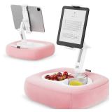 TabHolderix Tablet Pillow Stand, Adjustable Kindle Holder with 2 Snack Bowls, 360Â° Adjustable iPad Stand for Bed with 4.7