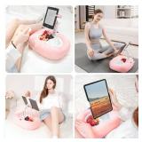 TabHolderix Tablet Pillow Stand, Adjustable Kindle Holder with 2 Snack Bowls, 360Â° Adjustable iPad Stand for Bed with 4.7