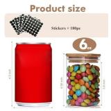 6oz Glass Spice Jars with Bamboo Lid and Label, 12 Pack Square Glass Container, Small Food Storage Containers for Kitchen, Clear Empty Seasoning Jar for Sugar, Salt, Coffee Bean, Herb, Borosilicate