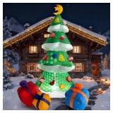 COOLWUFAN 7.5 FT Inflatables Christmas Tree Decoration, Christmas Inflatables Blow Up Yard Decoration with 3 Gift Boxes & Built-in LEDs for Christmas Decorations, Indoor Outdoor Yard Garden Lawn Decor