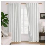 Deconovo 100% Blackout Linen-Blend Curtains 52\" x 84\" (2 Panels, White) â Thermal Insulated, Noise Reducing â 3-Way Hanging (Rod Pocket/Back Tab/Hooks) for Bedroom & Living Room