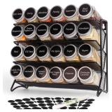 DIDITIME Spice Rack Organizer with 24 Glass Jars and 60 Spice Labels, Seasoning Organizer for Kitchen, Countertop, Cabinet, Pantry, Cupboardï¼Spice Organization for Cabinetï¼ Space-Saving & Ti