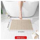 chakme Bathroom Rugs Mat 24x17, Ultra Thin Non Slip Bath Mat Small Quick Dry Absorbent Bath Mat for Bathroom Floor, (Light Beige, 24\"x17\")