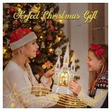 Church Snow Globe Lighted,Christmas Snow Lantern,Angel holy Family Nativity Christmas Eve Glitter Snow Globe with Musical,Christian Decorations Indoor,2 Way Powered