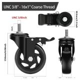 BZOLIHEU Caster Wheels 5 Inch, Swivel Threaded Stem Casters Set of 4 Heavy Duty 2400lbs, UNC 3/8\" -16 x 1 (Stem Diameter 3/8\", Stem Length 1\") Locking Casters Wheels Black