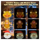 3Pack 12in Smart Christmas Window Lights Decorations with Remote/App, Lighted Santa Face, Reindeer, Gingerbread Man, Timer, Music Sync, Dimmer, Holiday Indoor Outdoor Wall Door Glass Decorations