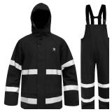 Rain Suits for Men Waterproof Rain Jacket Coat Pants Heavy Duty Women Fishing Rain Gear Workwear (Black/Hi-Vis, Large)