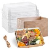 Leafiew 25 Pack 7x5 Inches Charcuterie Boxes with Clear Lids - Individual To Go Paper Charcuterie Board with Lid, Disposable Food Containers for Desserts, Cookie, Food, Charcuterie Accessories