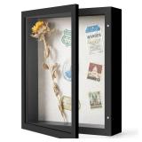 Califortree 8x10 Shadow Box Frame with Linen Back - Sturdy Memory Display Case of Flower, Pictures, Medals and More, Black