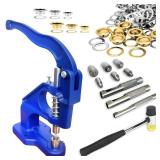 Heavy Duty Hand Press Grommet Tool Kit with 3 Dies & Multi-Size Grommets (1/4, 3/8, 1/2 Inch), Self-Piercing Labor Saving Design for Fabric, Tarps, Leather, Canvas, Curtains