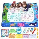Water Doodle Mat 40 x 32 Inch Painting Doodle Toddler Toys, Water Drawing Mat, Large Magic Drawing Doodling Mat Educational Toys for Kids Age 3 4 5 6 7 Toddler Boys Girls Christmas Birthday Gifts