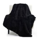 Bedsure GentleSoft Fluffy Black Throw Blanket Gifts for Men, Black Decor Soft Cozy Fuzzy Plush Minky Thick Warm Sherpa Fleece Faux Fur Throws for Couch Bed, Furry Blanket Gifts for Mom Dad, 50x60