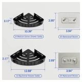 DivaDwell Depot Adhesive Corner Shower Shelf No Drill | Rust-Proof Aluminum Alloy Stick On Bathroom Organizer with Shaving Holder for Shampoo, Conditioner, Soap, Razors Black 2Pack