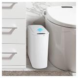 Cesun Automatic Motion Sensor Bathroom Trash Can with Lid, 2.6 Gallon Touchless Trash Bin, Smart Plastic Slim Garbage Can Small White Wastebasket for Toilet, Office, rv, Bedroom, Living Room