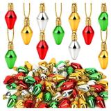 Jansun 60PCS Christmas Mini Light Bulb Balls Ornaments, Miniature Xmas Tree Hanging Decorations Small Vintage Glitter Lightbulb Balls for Holiday Party Outdoor Indoor DIY Craft Decor Supplies