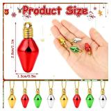 Jansun 60PCS Christmas Mini Light Bulb Balls Ornaments, Miniature Xmas Tree Hanging Decorations Small Vintage Glitter Lightbulb Balls for Holiday Party Outdoor Indoor DIY Craft Decor Supplies