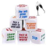 Hanaive 6 Pcs Drinking Dice Bar Rolling Decider Bachelorette Party Game Drunk Frenzy for Adults Party Family Friends Gathering Adult Favor Games(Basic Dice,White)