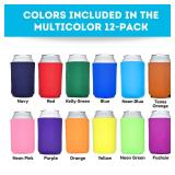 TahoeBay Blank Beer Can Cooler Sleeves (12-Pack) Bulk Sublimation Blanks for Vinyl Plain Soft Foam Can Sleeves Coolers for Soda Cans & Bottles Black, White, Assorted Solid Color (Multicolor)