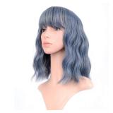 VCKOVCKO Wavy Wig Short Bob Wigs With Air Bangs Shoulder Length Women