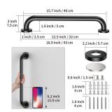 16 Inch Matte Black Shower Grab Bar-1\" Diameter, iMomwee Stainless Steel Elderly Safety Bars, Bathroom Shower Balance Bar, Wall Handrail Support, Handicap Senior Disabled Pregnant Assist Bath Handle