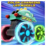 Intoypad Green Dino Monster Truck â LED Light-Up Press and Go Toy Car for Toddlers Age 2 3 4 5 â Dinosaur Truck with Flashing Wheels and Chomping Mouth for Boys and Girls