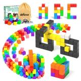 Apluses 54 PCS Magnetic Blocks, Magnetic Building Blocks for Toddlers 3+, Montessori Toys, Magnet Cubes, Preschool STEM Educational Sensory Magnet Toys for Kids Ages 3-5 Year Old Boys and Girls