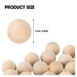 A2 Inch Wooden Round Balls, Bag of 20 Unfinished Solid Round Wood Balls, Hardwood Birch, for Crafts and DIY Projects