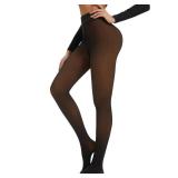 Tyusatu Fleece Lined Tights Leggings Women Black,Fleece Lined Tights Thermal Warm or Winter Skintone Sheer size M